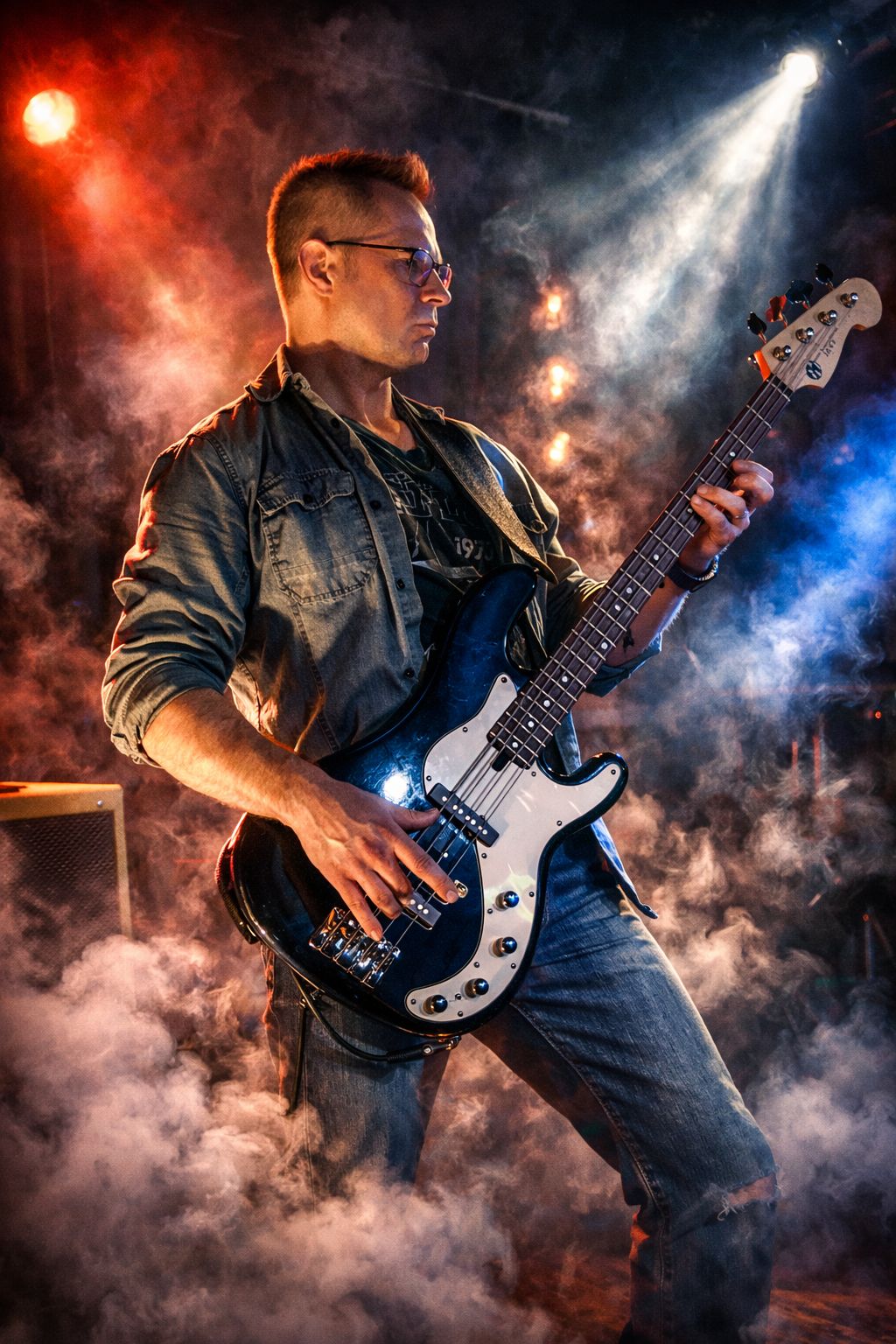 Bass player of The Trigger on stage